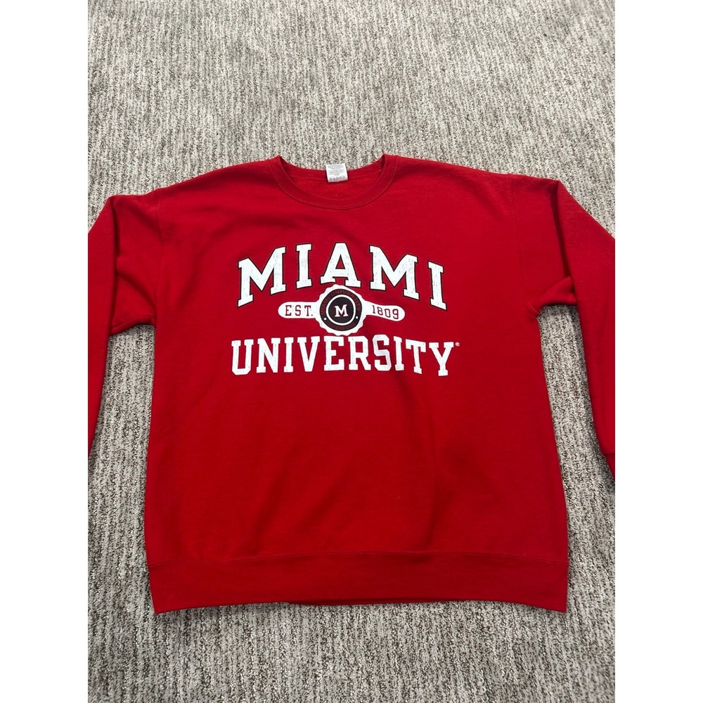 Men's Miami college size large, crew neck, sweatshirt